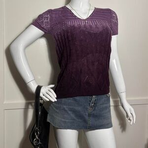Vintage Ombré Pointelle Knit Top💜 - Size M